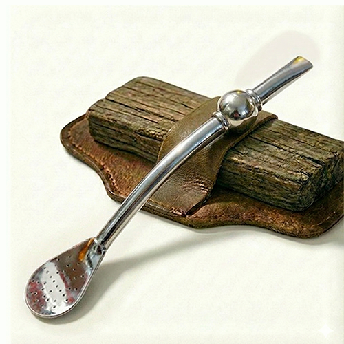 Bombillón de Alpaca Curvo con Bolita de Cobre - Calidad Premium